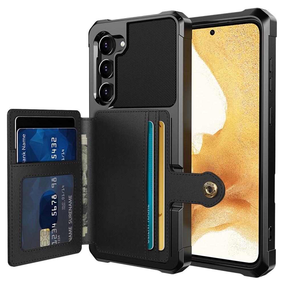 Samsung Galaxy S23 Plus Stødsikkert mobilcover med pung, Sort