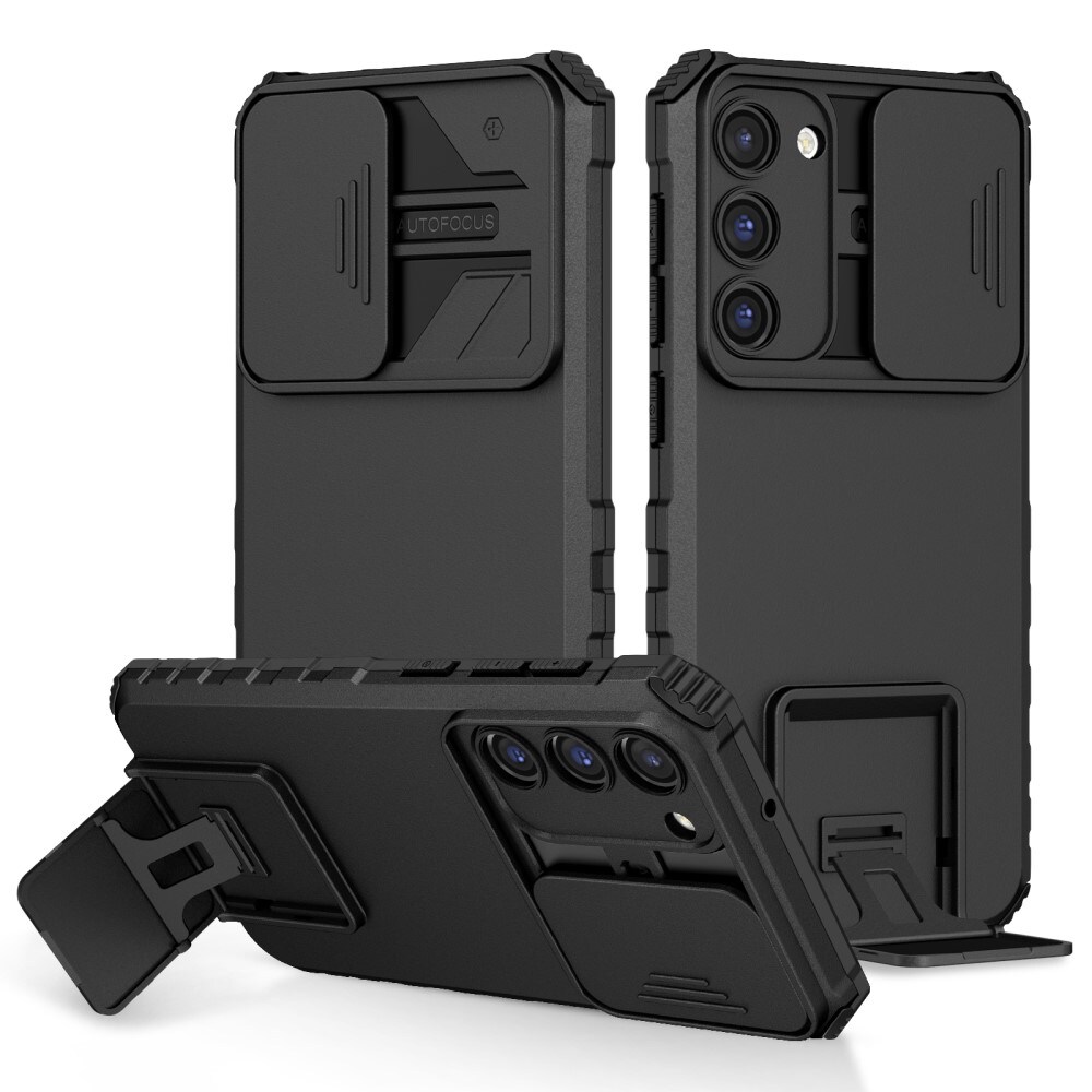 Samsung Galaxy S23 Cover med Kickstand & Kamerabeskyttelse, Sort
