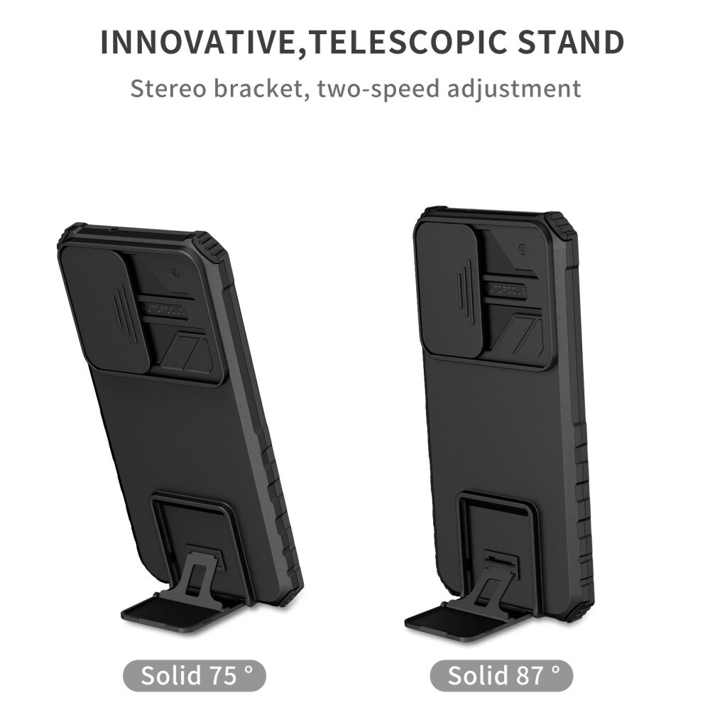 Samsung Galaxy S23 Cover med Kickstand & Kamerabeskyttelse, Sort