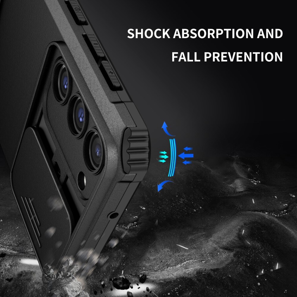 Samsung Galaxy S23 Cover med Kickstand & Kamerabeskyttelse, Sort