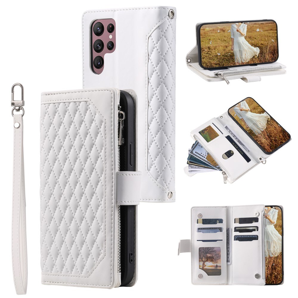 Samsung Galaxy S23 Ultra Quiltet pungtaske, Hvid