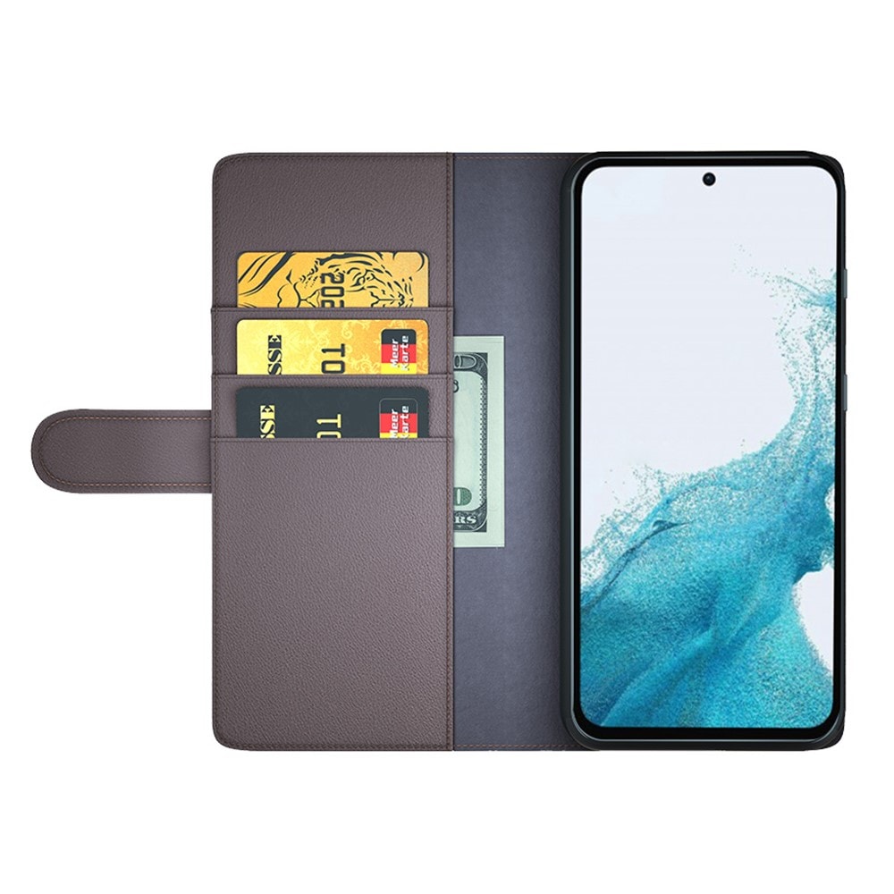 Samsung Galaxy A54 Slankt mobiletui i ægte læder, Brun