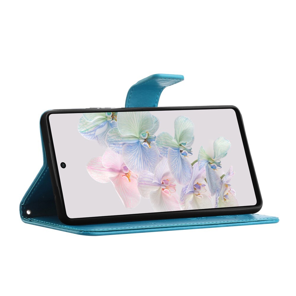 Google Pixel 7a Mobiletui med sommerfugle, Blå