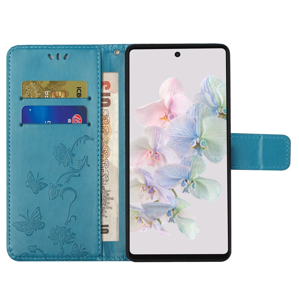 Google Pixel 7a Mobiletui med sommerfugle, Blå