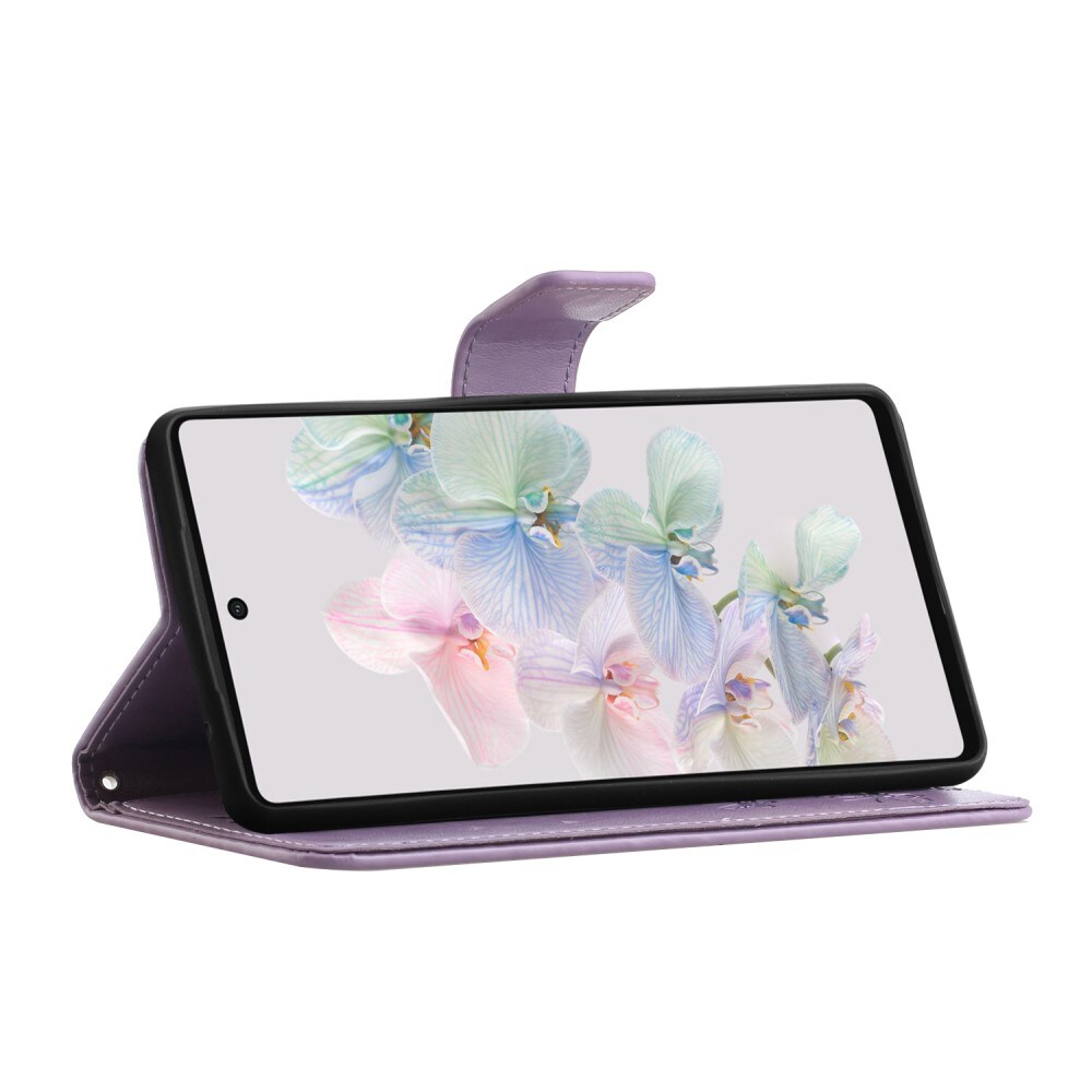 Google Pixel 7a Mobiletui med sommerfugle, Lilla