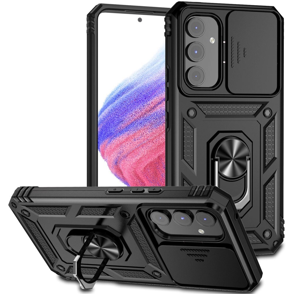Samsung Galaxy A54 Cover med kamerabeskyttelse & fingerring, Sort
