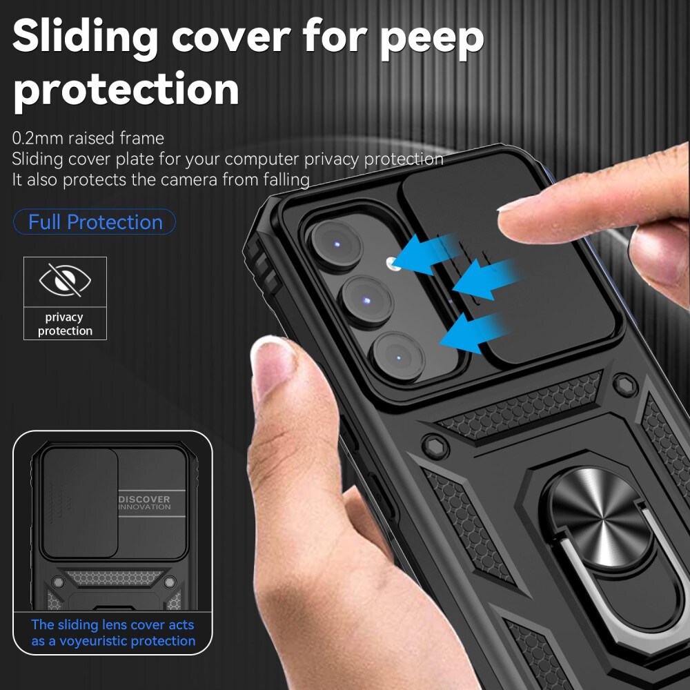Samsung Galaxy A54 Cover med kamerabeskyttelse & fingerring, Sort