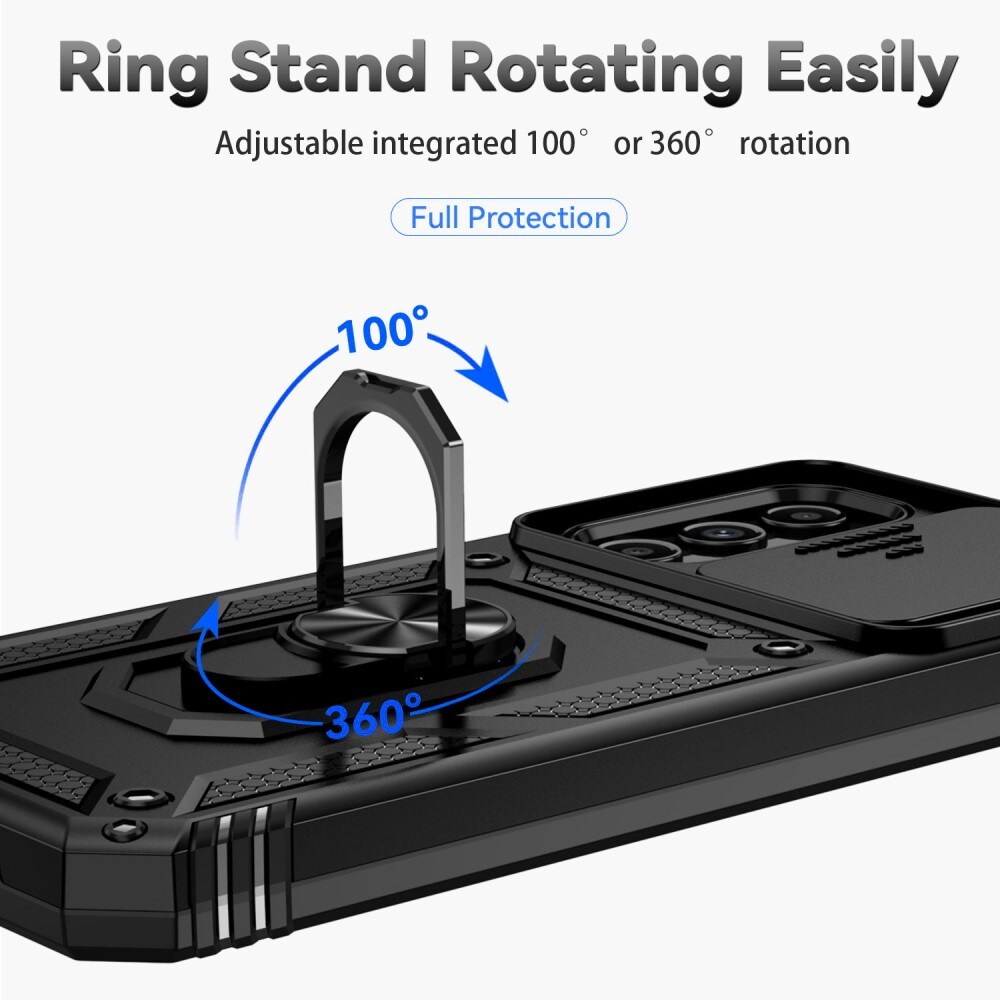 Samsung Galaxy A54 Cover med kamerabeskyttelse & fingerring, Sort