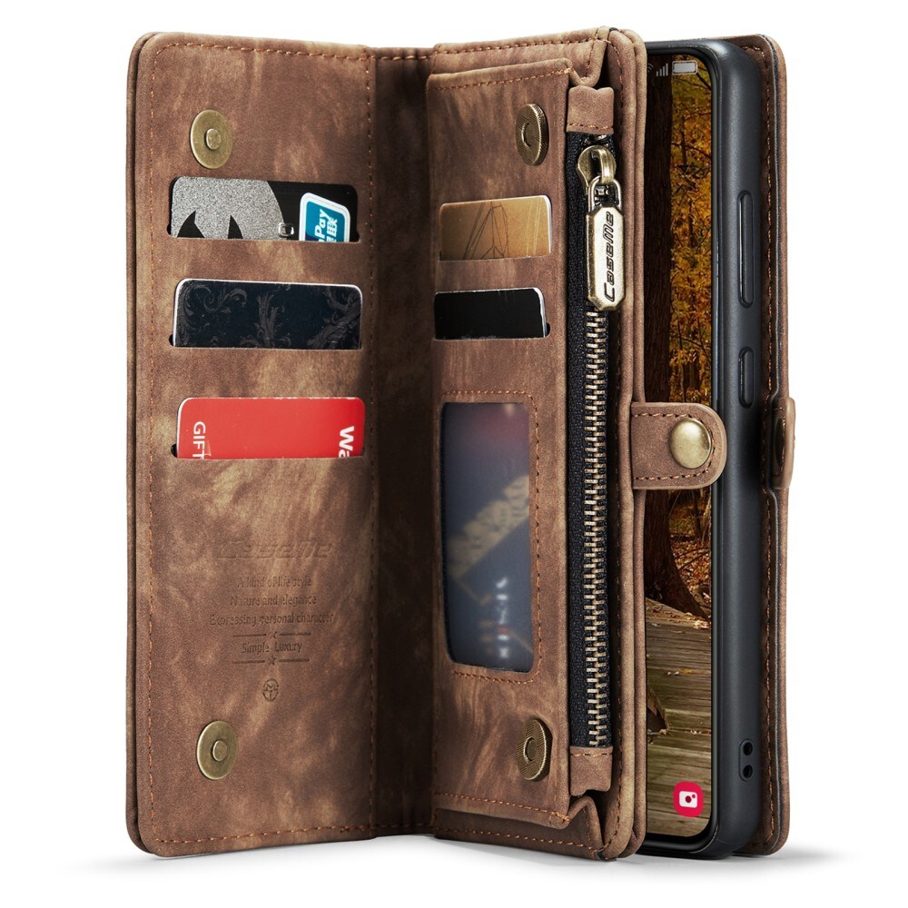Samsung Galaxy S23 Rummeligt pungetui med mange kortholdere, Brun