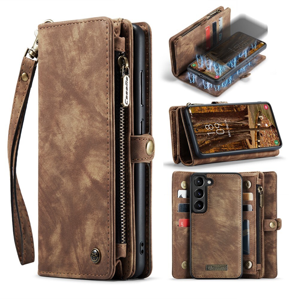 Samsung Galaxy S23 Rummeligt pungetui med mange kortholdere, Brun