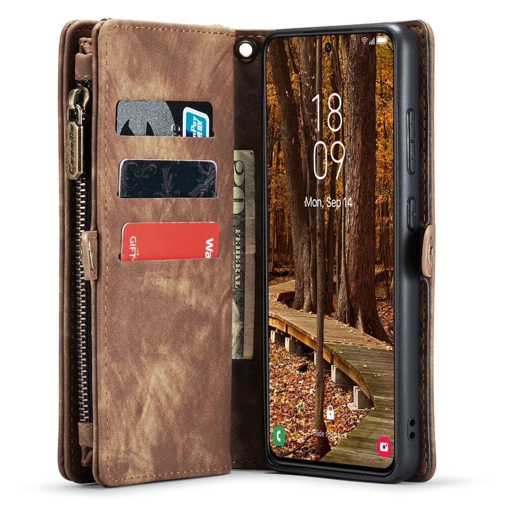 Samsung Galaxy S23 Rummeligt pungetui med mange kortholdere, Brun