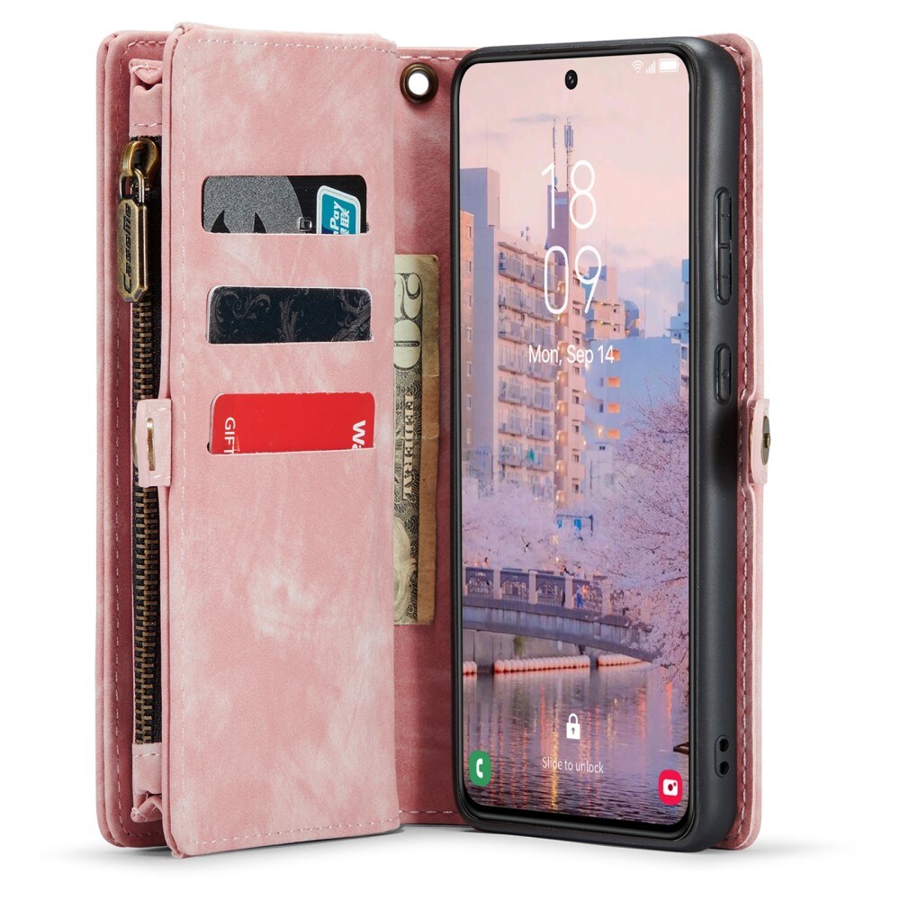 Samsung Galaxy S23 Rummeligt pungetui med mange kortholdere, Lyserød