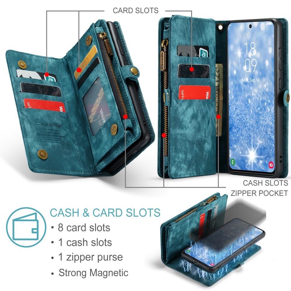 Samsung Galaxy S23 Rummeligt pungetui med mange kortholdere, Blå