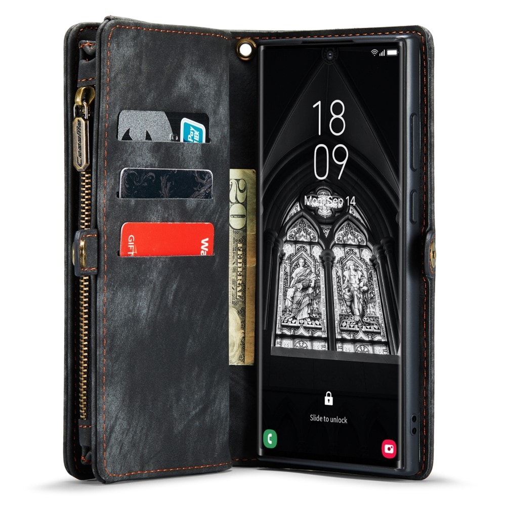 Samsung Galaxy S23 Ultra Rummeligt pungetui med mange kortholdere, Grå