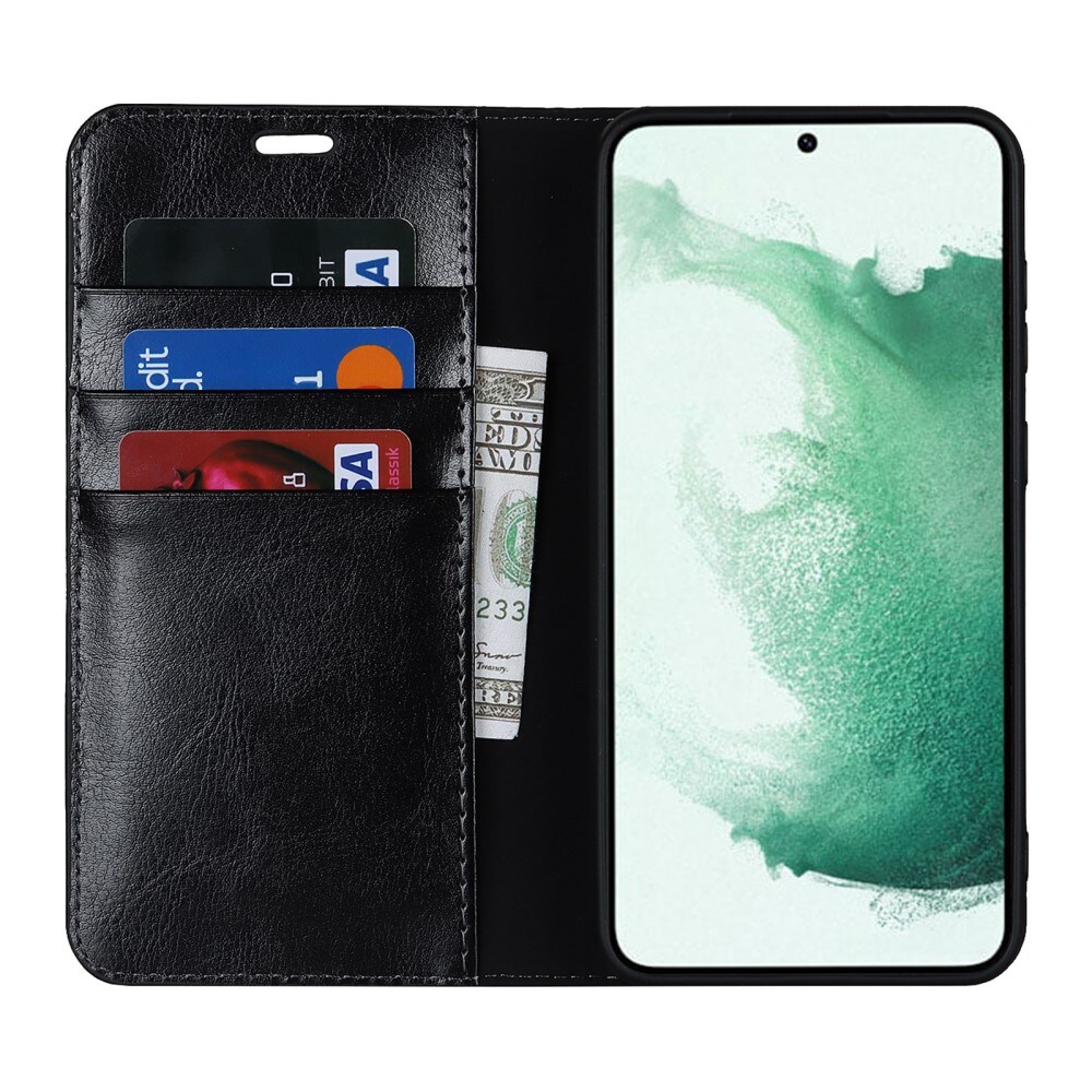 Samsung Galaxy S23 Plus Smidigt mobiletui i ægte læder, Sort