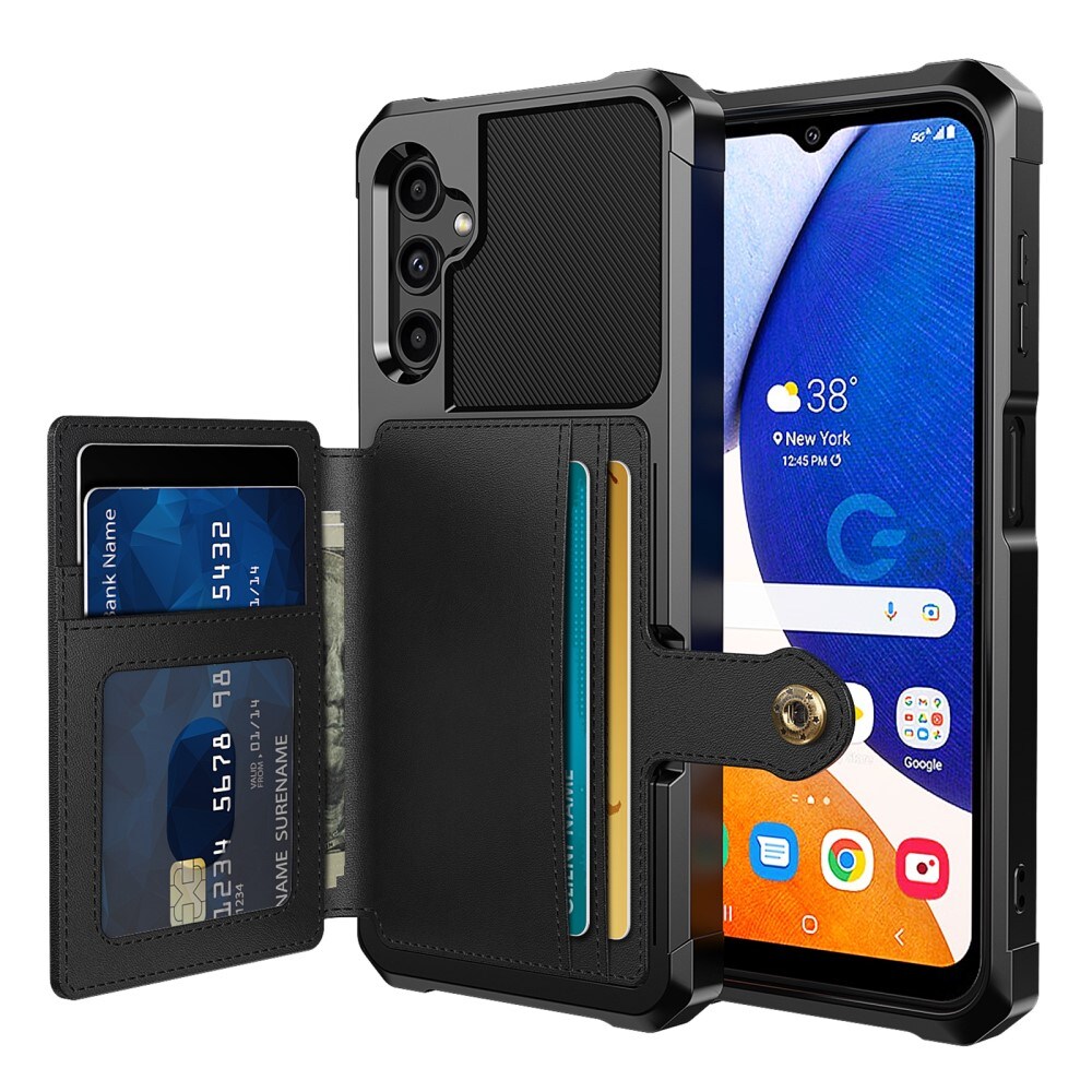 Samsung Galaxy A14 Stødsikkert mobilcover med pung, Sort