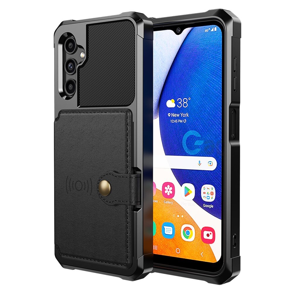 Samsung Galaxy A14 Stødsikkert mobilcover med pung, Sort