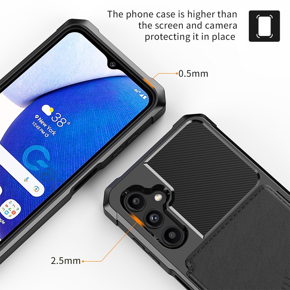 Samsung Galaxy A14 Stødsikkert mobilcover med pung, Sort