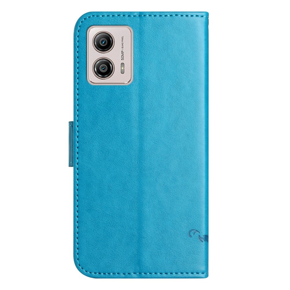 Motorola Moto G53 Mobiletui med sommerfugle, Blå