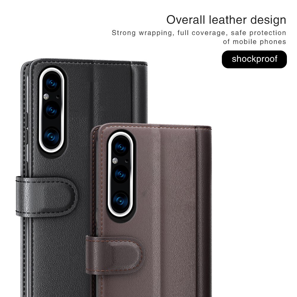 Sony Xperia 1 V Slankt mobiletui i ægte læder, Brun