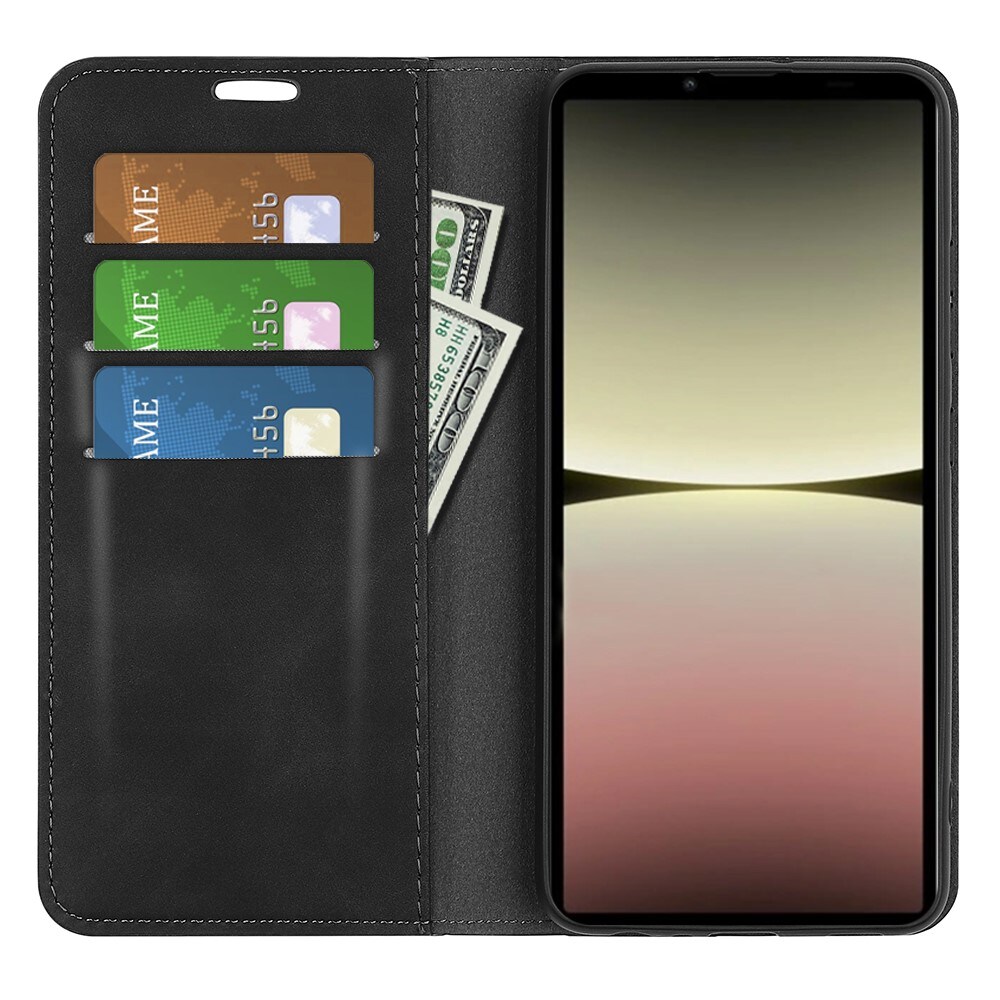 Sony Xperia 10 V Slankt etui med kortholder, Sort
