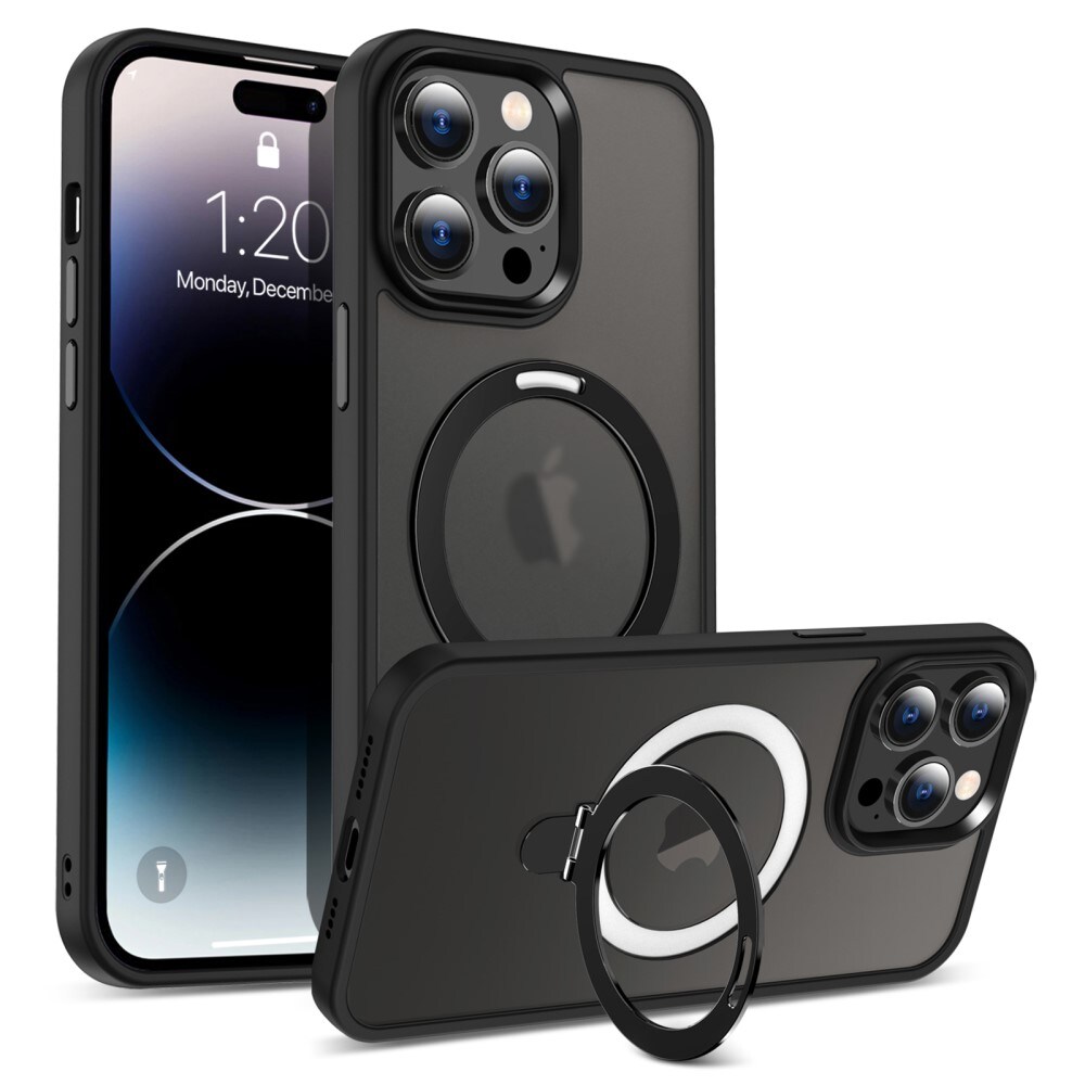 iPhone 14 Pro Max MagSafe hybridcover med stativfunktion, Sort