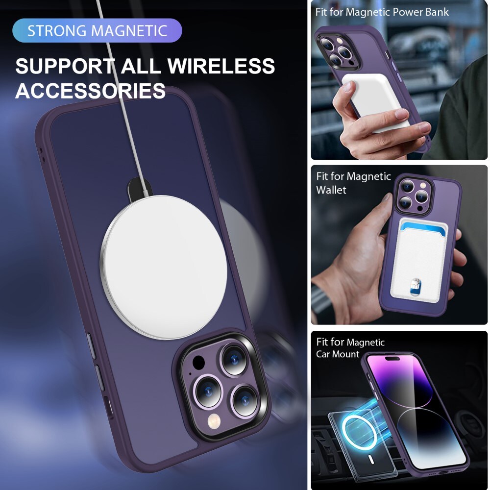 iPhone 14 Pro Max MagSafe hybridcover med stativfunktion, Lilla