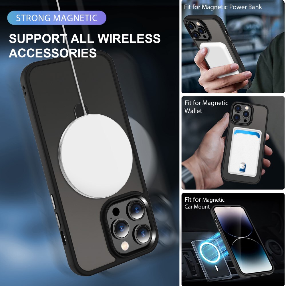 iPhone 13 Pro Max MagSafe hybridcover med stativfunktion, Sort