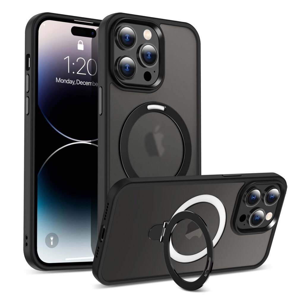 iPhone 15 Pro MagSafe hybridcover med stativfunktion, Sort