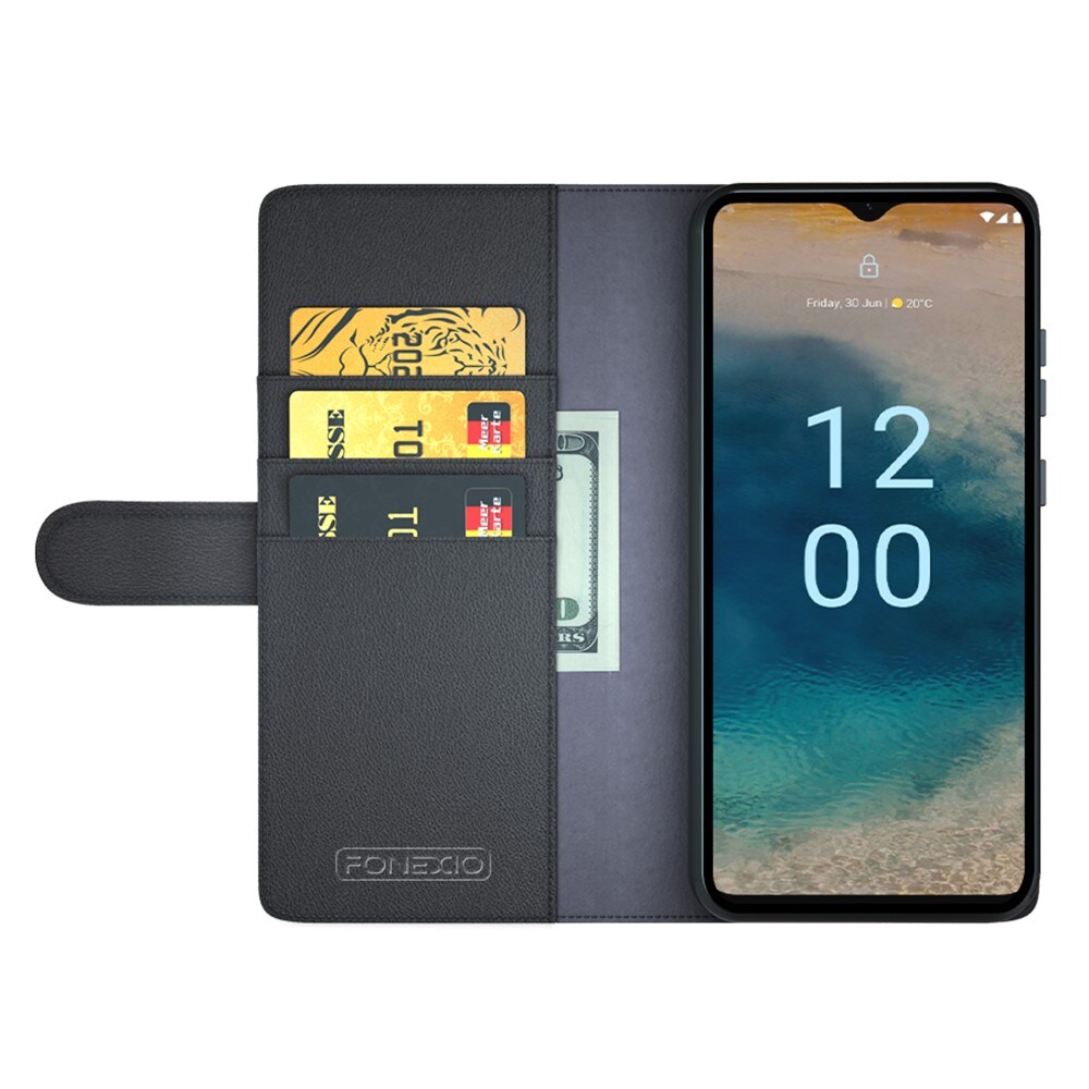  Nokia G22 Slankt mobiletui i ægte læder, Sort