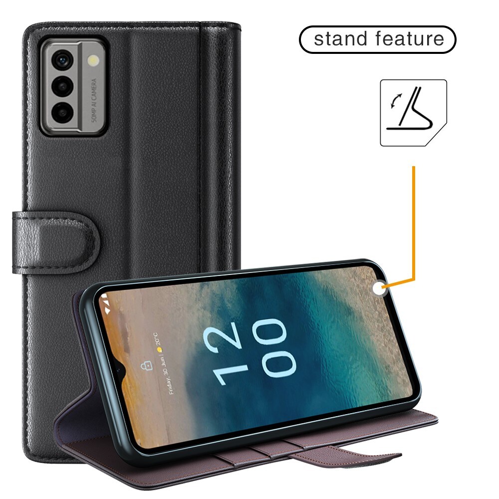  Nokia G22 Slankt mobiletui i ægte læder, Sort