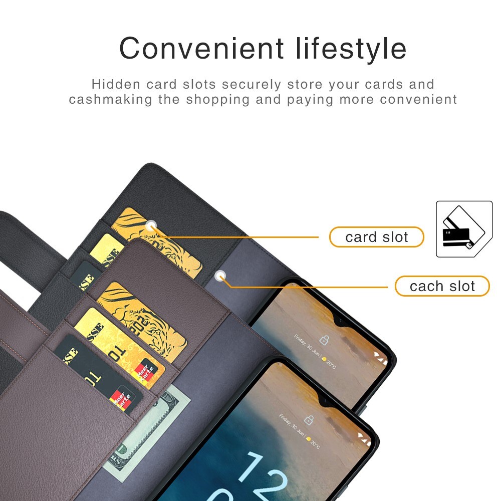  Nokia G22 Slankt mobiletui i ægte læder, Sort