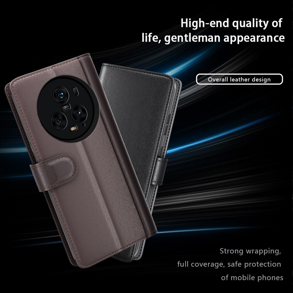 Honor Magic5 Pro Slankt mobiletui i ægte læder, Sort