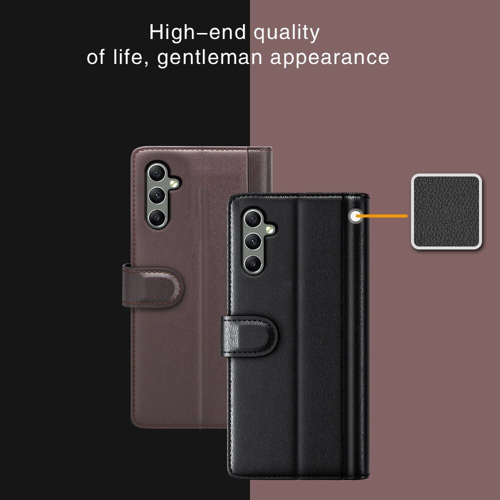 Samsung Galaxy A24 Slankt mobiletui i ægte læder, Sort
