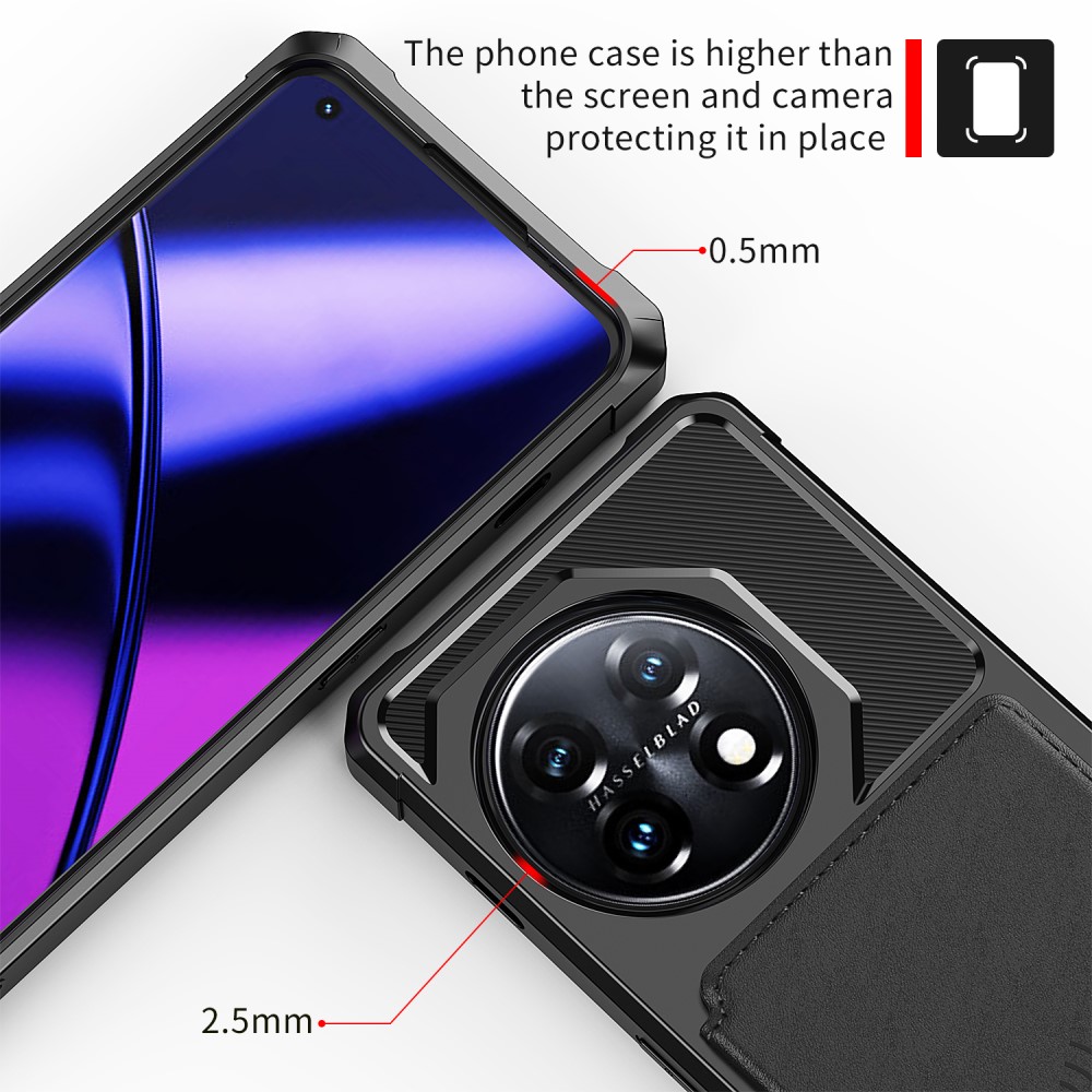  OnePlus 11 Stødsikkert mobilcover med pung, Sort