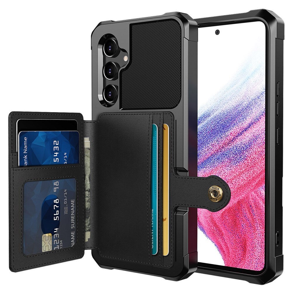 Samsung Galaxy A34 Stødsikkert mobilcover med pung, Sort