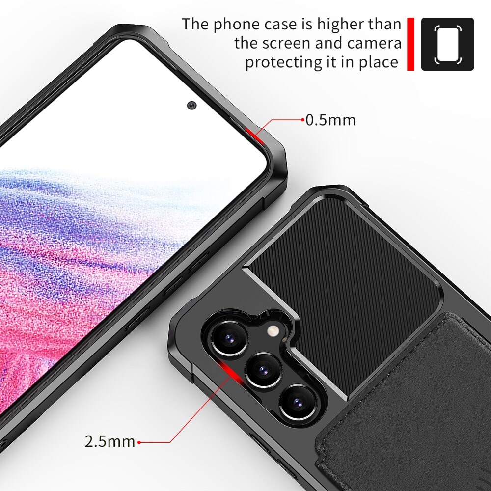 Samsung Galaxy A34 Stødsikkert mobilcover med pung, Sort