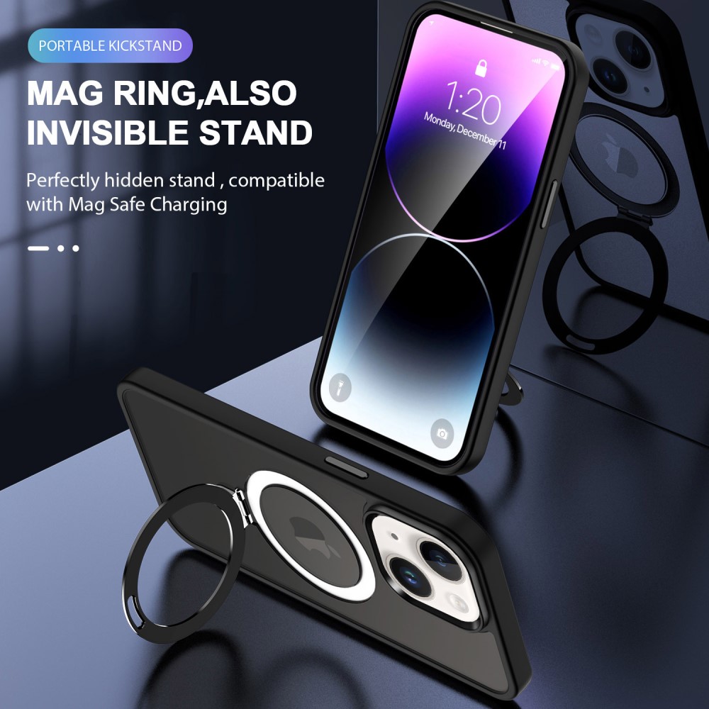 iPhone 14 MagSafe hybridcover med stativfunktion, Sort