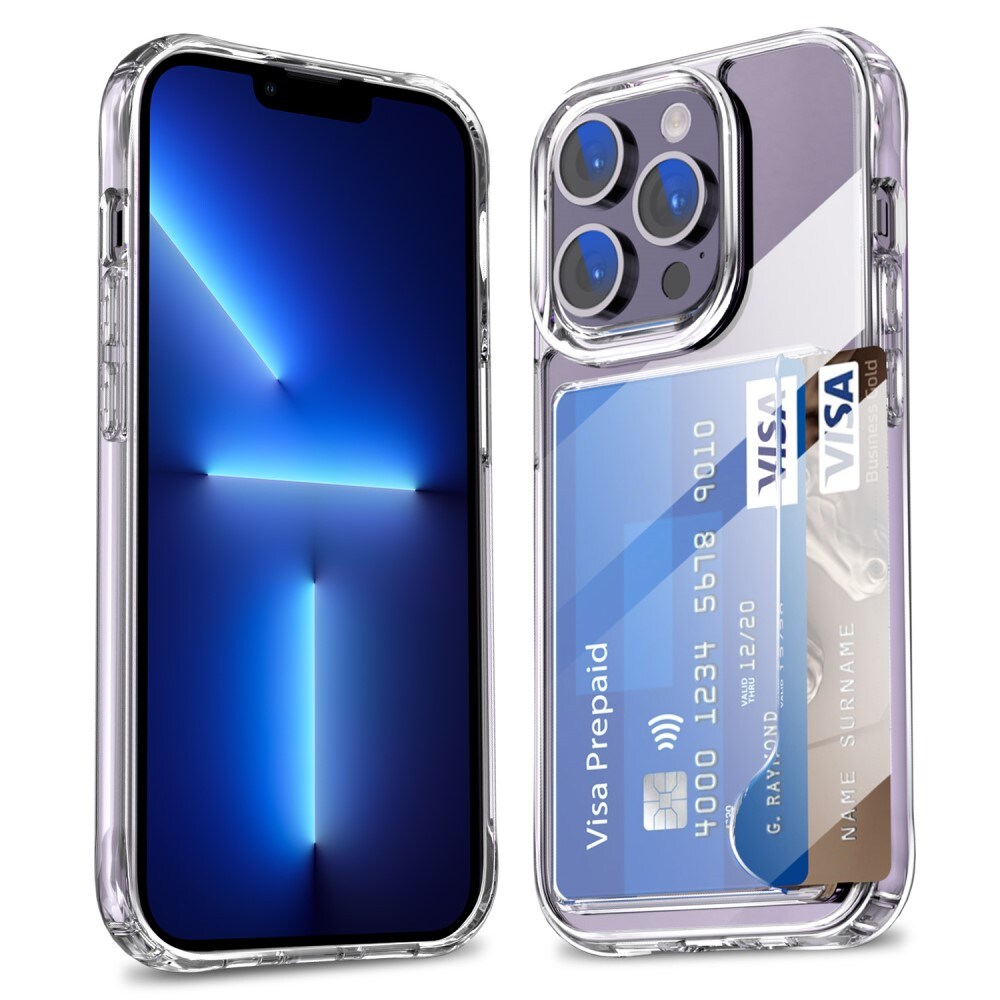 iPhone 13 Pro Hybridcover med indbygget kortholder, Gennemsigtig