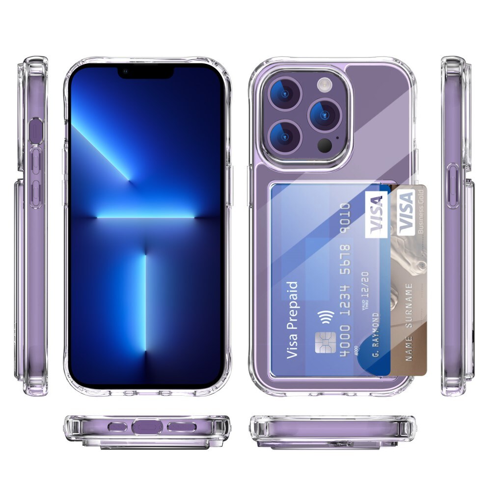 iPhone 13 Pro Hybridcover med indbygget kortholder, Gennemsigtig