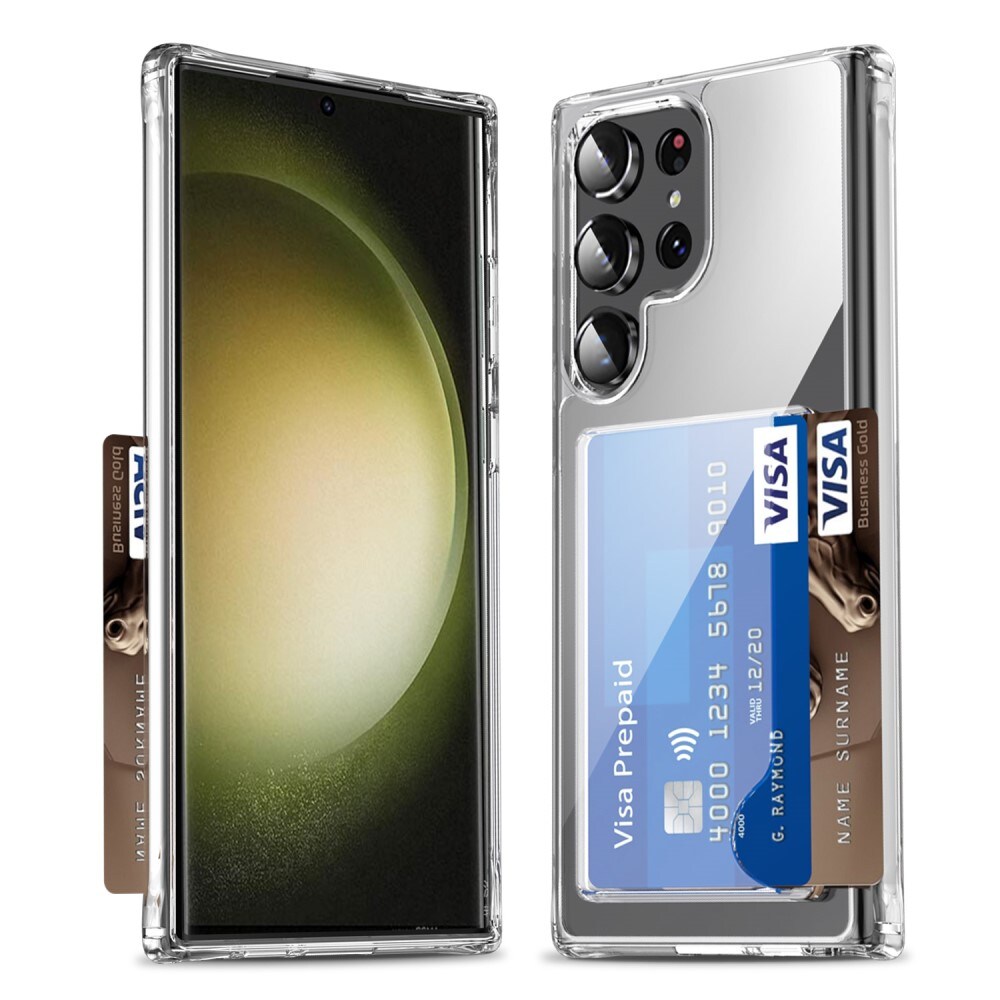 Samsung Galaxy S23 Ultra Hybridcover med indbygget kortholder, Gennemsigtig