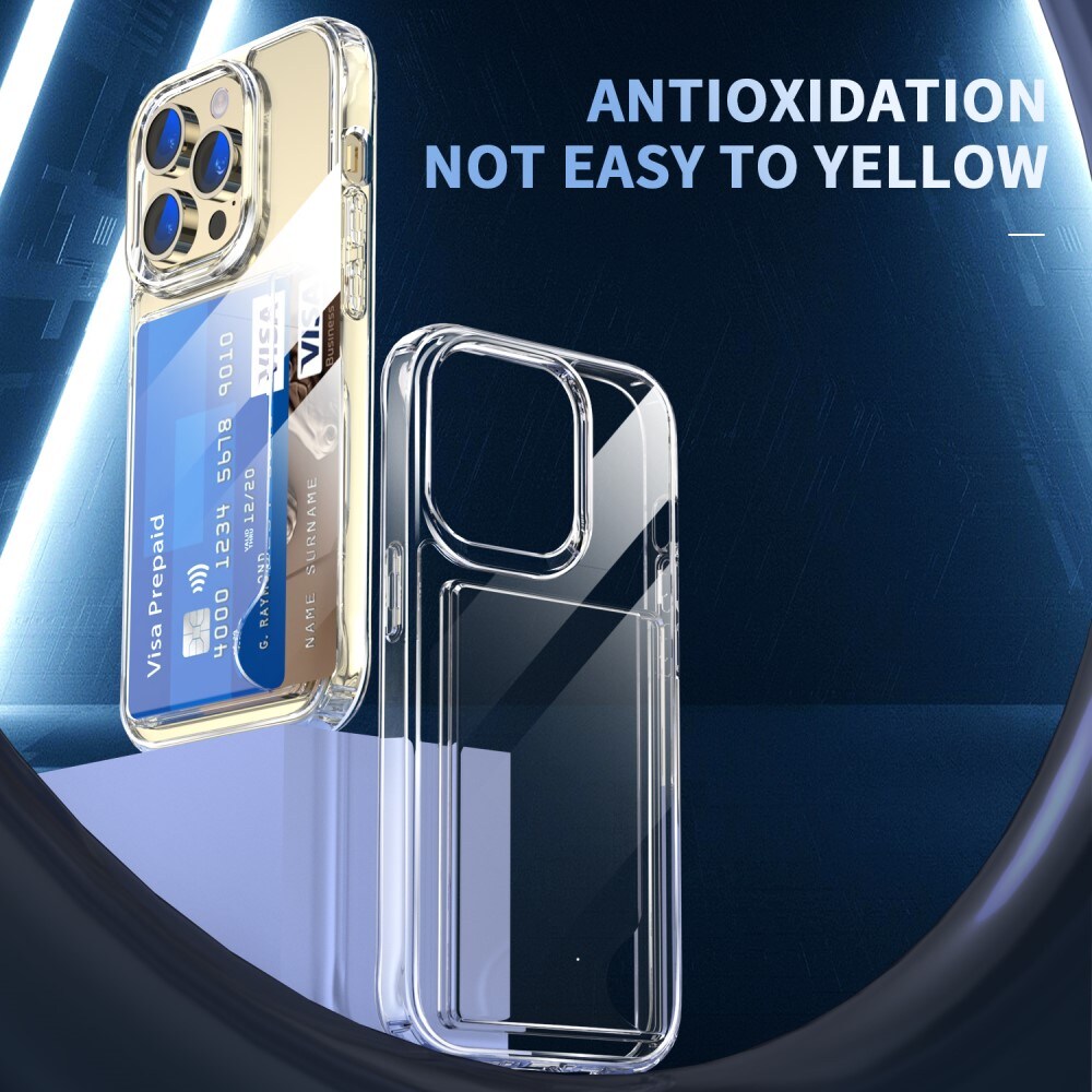 iPhone 14 Pro Max Hybridcover med indbygget kortholder, Gennemsigtig