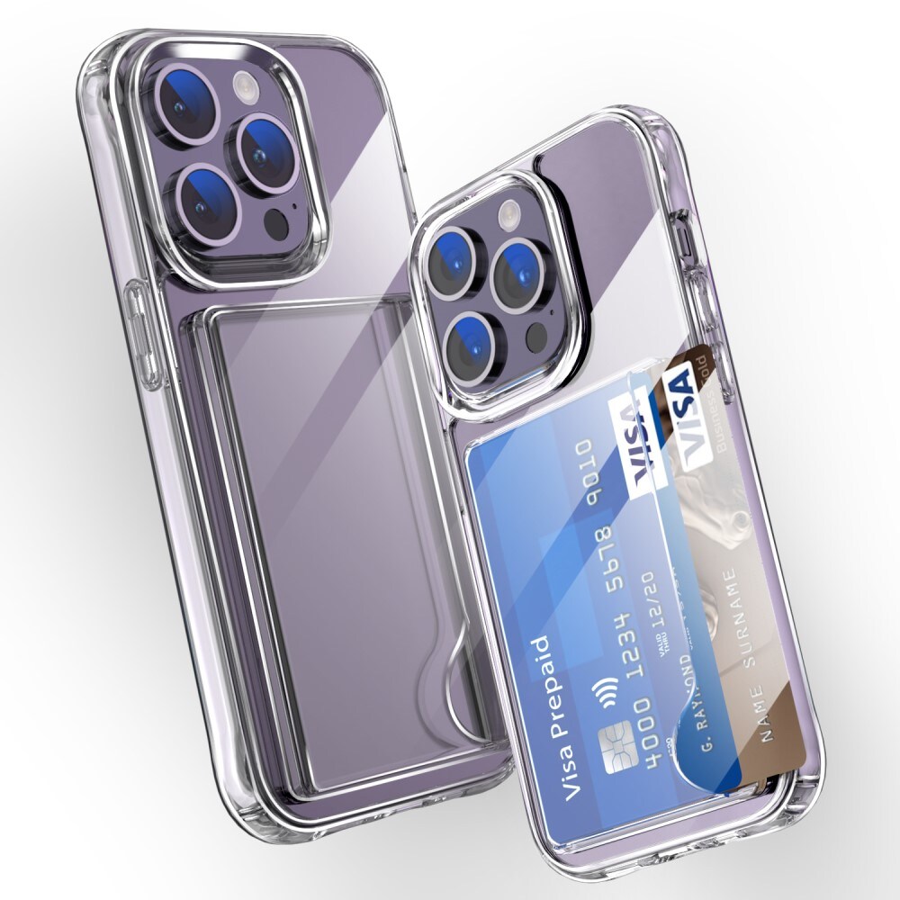 iPhone 14 Pro Max Hybridcover med indbygget kortholder, Gennemsigtig