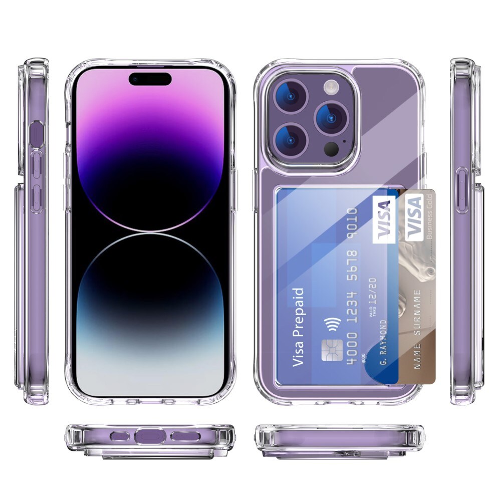 iPhone 14 Pro Max Hybridcover med indbygget kortholder, Gennemsigtig