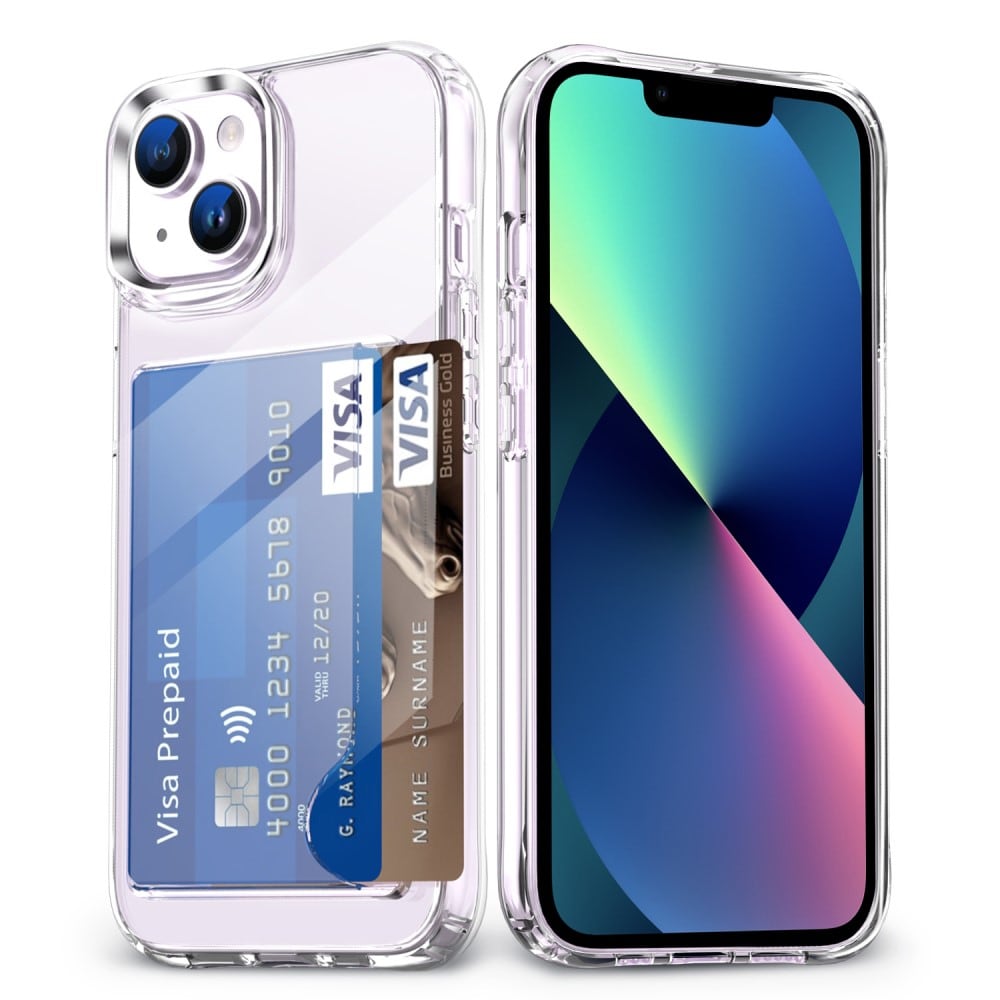 iPhone 13 Hybridcover med indbygget kortholder, Gennemsigtig