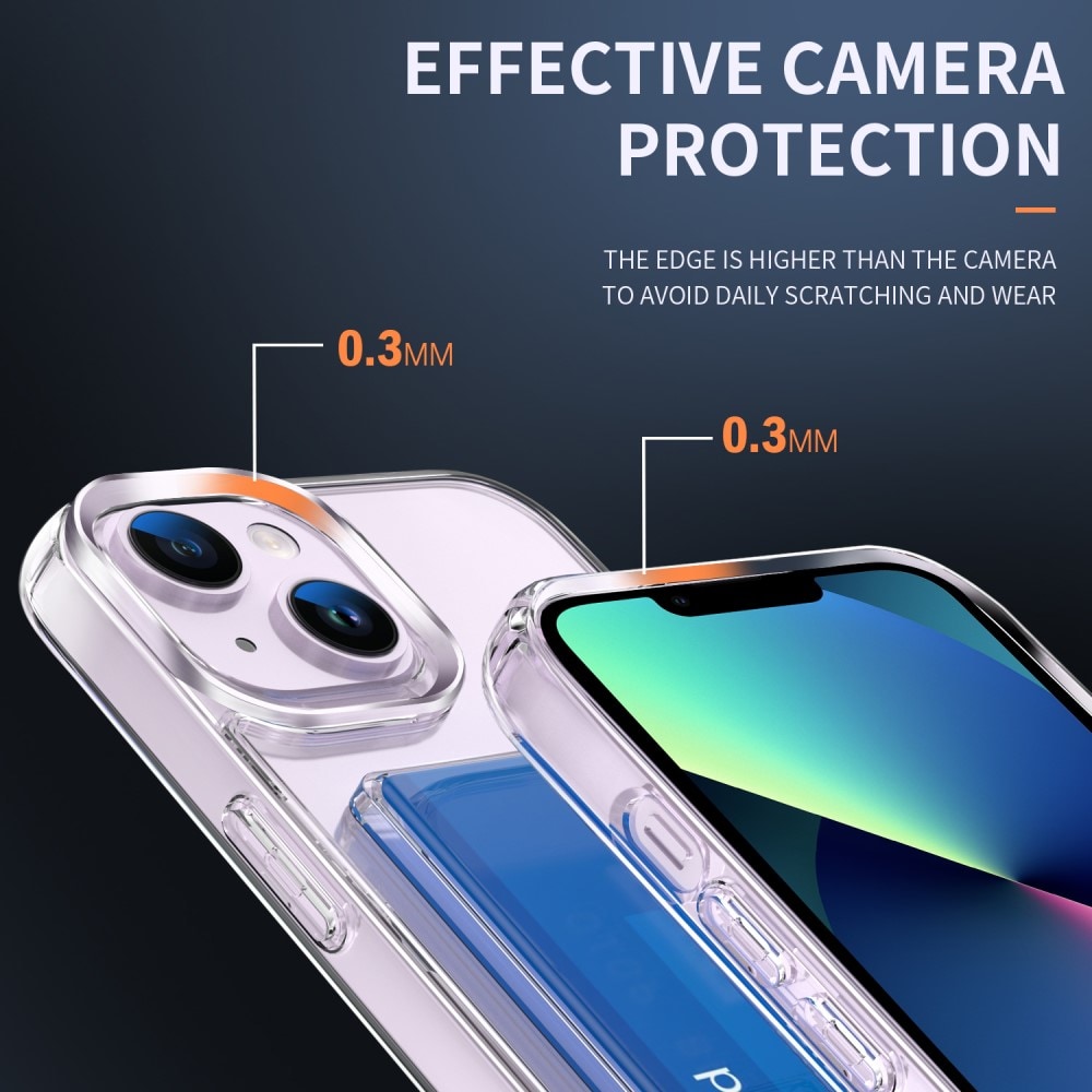 iPhone 13 Hybridcover med indbygget kortholder, Gennemsigtig