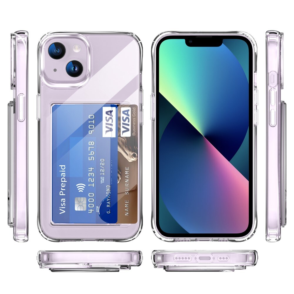 iPhone 13 Hybridcover med indbygget kortholder, Gennemsigtig