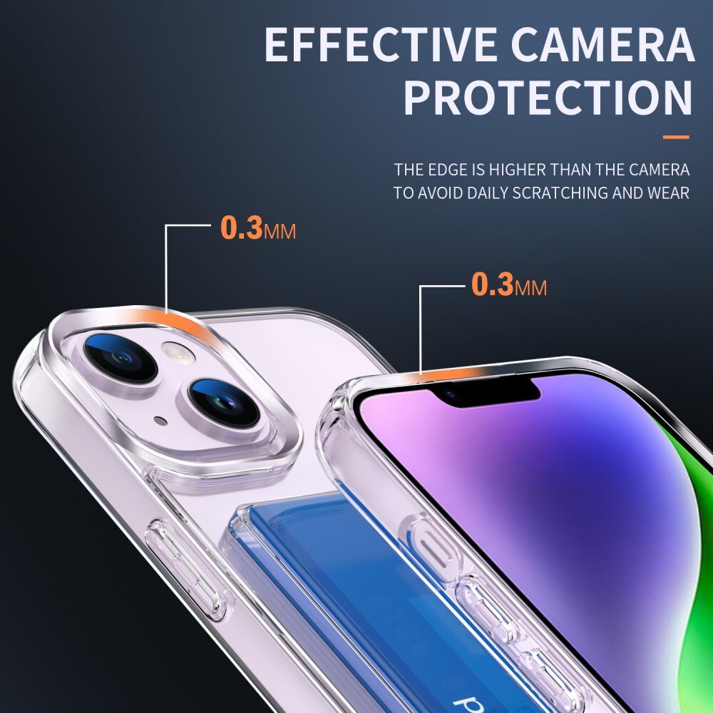 iPhone 14 Plus Hybridcover med indbygget kortholder, Gennemsigtig