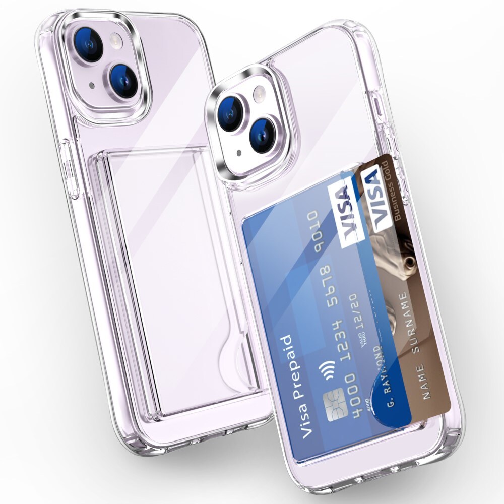iPhone 14 Plus Hybridcover med indbygget kortholder, Gennemsigtig
