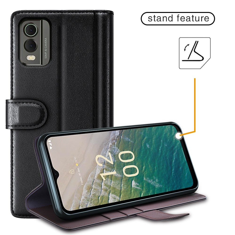  Nokia C32 Slankt mobiletui i ægte læder, Sort
